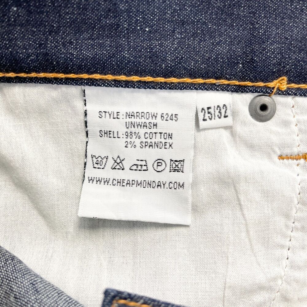 Cheap Monday Jeans Womens 25 Narrow Unwash Low Rise Dark Wash Grunge Street - Picture 10 of 12